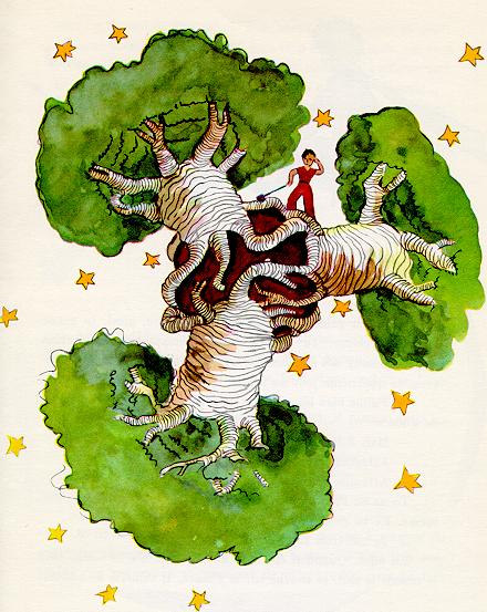 A little planet where a lazy man forgot to pull out the baobabs.