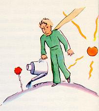 The prince watering his rose before he left home.