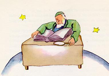 An old gentleman at an enormous desk, writing down only the things that last.